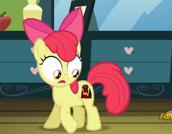 Size: 913x708 | Tagged: safe, apple bloom, ork, g4, apple bloom's cutie mark, cutie mark, exploitable meme, meme, this will end in pain, warhammer (game), warhammer 40k