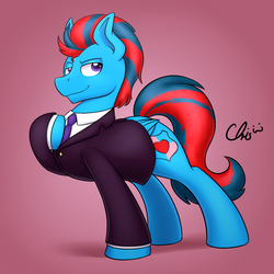 Size: 2000x2000 | Tagged: safe, artist:nekocrispy, oc, oc only, oc:andrew swiftwing, pegasus, pony, clothes, cutie mark, high res, looking away, male, necktie, smirk, solo, stallion, suit