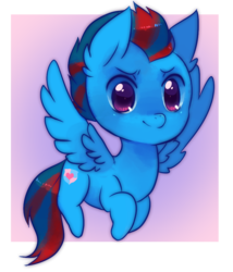 Size: 787x918 | Tagged: safe, artist:pekou, oc, oc only, oc:andrew swiftwing, pegasus, pony, chibi, cute, cutie mark, flying, male, smiling, solo, stallion