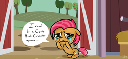 Size: 1500x692 | Tagged: safe, artist:firenhooves, babs seed, bloom & gloom, g4, crying, female, solo