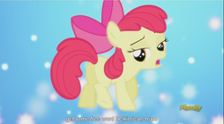 Size: 1282x714 | Tagged: safe, screencap, apple bloom, bloom and gloom, g4, butt, meme, plot, youtube caption