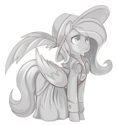 Size: 1119x1203 | Tagged: safe, artist:ende26, fluttershy, g4, clothes, dress, female, monochrome, solo