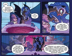 Size: 995x773 | Tagged: safe, idw, official comic, doran, nightmare moon, alicorn, nightmare forces, pony, g4, spoiler:comic, spoiler:comicfiendshipismagic4, comic, ethereal mane, female, mare, nightmare creature, speech bubble, starry mane, unnamed nightmare forces