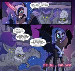 Size: 676x640 | Tagged: safe, idw, official comic, doran, gaiman, nightmare moon, alicorn, nightmare forces, pony, fiendship is magic #4, g4, my little pony: fiendship is magic, spoiler:comic, comic, ethereal mane, female, mare, nightmare creature, speech bubble, starry mane, unnamed character, unnamed nightmare forces