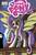 Size: 791x1200 | Tagged: safe, artist:thom zahler, idw, official comic, fluttershy, bat pony, pony, friendship is magic #32, g4, my little pony: friendship is magic (idw), spoiler:comic, clock, comic cover, cover, cover art, fangs, female, flutterbat, lightning, mare, my little pony logo, night, open mouth, outdoors, raised hoof, solo, spread wings, tail, variant cover, wings