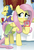 Size: 404x586 | Tagged: safe, idw, fluttershy, friends forever #18, g4, my little pony: friends forever, spoiler:comic, cover, cute, dexterous hooves, eating, hoof hold, meat, ponies eating meat, shyabetes