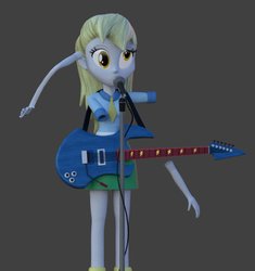 Size: 461x491 | Tagged: safe, artist:3d thread, artist:creatorofpony, derpy hooves, equestria girls, g4, 3d, 3d model, blender, clothes, electric guitar, error, female, guitar, microphone, microphone stand, modular, musical instrument, necktie, shirt, skirt, solo, wat, what has science done