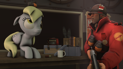 Size: 1024x576 | Tagged: safe, artist:fd-daylight, derpy hooves, pegasus, pony, g4, 3d, balancing, female, grenade, mare, soldier, soldier (tf2), source filmmaker, team fortress 2