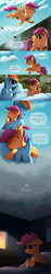 Size: 788x4231 | Tagged: dead source, safe, artist:ruhje, rainbow dash, scootaloo, pegasus, pony, g4, bed, bittersweet, comic, crying, dream, feels, female, filly, harsher in hindsight, mare, sad, scootaloo can't fly, tearjerker
