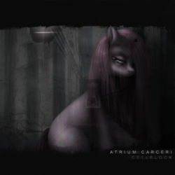 Size: 638x638 | Tagged: safe, artist:ventious, edit, pinkie pie, g4, album cover, atrium carceri, dark, pinkamena diane pie, sad