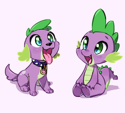 Size: 551x500 | Tagged: dead source, safe, artist:baekgup, spike, dog, dragon, equestria girls, g4, baby, baby dragon, collar, counterparts, cute, doggy dragondox, happy, male, open mouth, simple background, sitting, spikabetes, spike the dog, spike's dog collar, tongue out, white background