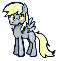 Size: 621x630 | Tagged: safe, artist:moekonya, derpy hooves, pegasus, pony, g4, blushing, female, heart eyes, mare, solo, tongue out, wingding eyes