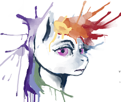 Size: 469x395 | Tagged: safe, artist:someschmoe, rainbow dash, g4, abstract, aside glance, flockmod, looking at you, portrait