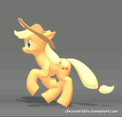 Size: 408x393 | Tagged: safe, artist:chronotrickle, applejack, g4, 3d, animated, blender, female, galloping, simple background, solo