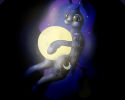 Size: 1024x819 | Tagged: safe, artist:koko-mokko, princess luna, g4, female, hug, moon, solo, tangible heavenly object