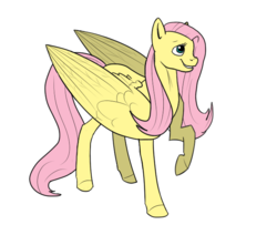 Size: 650x550 | Tagged: safe, artist:fantasyinsanity, fluttershy, g4, female, large wings, raised hoof, simple background, solo, transparent background