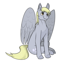 Size: 630x550 | Tagged: safe, artist:fantasyinsanity, derpy hooves, pegasus, pony, g4, ear fluff, female, large wings, mare, simple background, sitting, solo, spread wings, transparent background