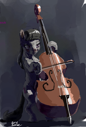 Size: 345x508 | Tagged: safe, artist:someschmoe, octavia melody, earth pony, pony, g4, bipedal, cello, female, flockmod, musical instrument, solo, traditional art