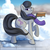 Size: 1200x1200 | Tagged: safe, artist:rivibaes, octavia melody, g4, annoyed, backwards cutie mark, bench, clothes, dock, female, fountain, raised leg, scarf, snow, solo, winter