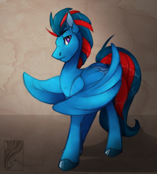 Size: 1280x1414 | Tagged: safe, artist:casynuf, oc, oc only, oc:andrew swiftwing, pegasus, pony, looking at you, male, solo, stallion