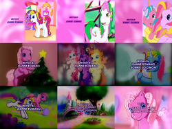 Size: 1920x1440 | Tagged: safe, screencap, coconut cream (g3), cotton candy (g3), pinkie pie (g3), puzzlemint, sparkleworks, sunny daze (g3), tiddly wink, tra-la-la, triple treat, whistle wishes, wysteria, zipzee, breezie, earth pony, pony, unicorn, a charming birthday, a very minty christmas, a very pony place, come back lily lightly, dancing in the clouds, friends are never far away, g3, greetings from unicornia, positively pink, the princess promenade, the runaway rainbow, two for the sky, bonnie solomon, compilation, credits, credits screen, horn, jeanne romano, starsong and the magic dance shoes, writers