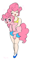 Size: 322x634 | Tagged: safe, artist:bunnycat, pinkie pie, human, g4, blushing, clothes, cute, diapinkes, female, happy, holding, human ponidox, humanized, smiling, socks