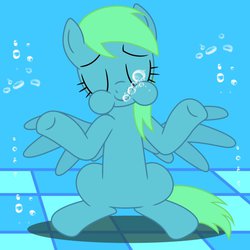 Size: 894x894 | Tagged: safe, artist:dragonboi471, derpy hooves, pegasus, pony, g4, bubble, female, lotus position, mare, meditating, shrug, shrugpony, solo, sunlight, swimming pool, underwater, vector
