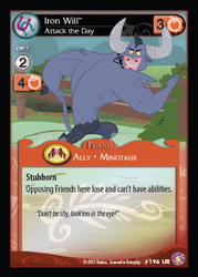 Size: 360x503 | Tagged: safe, edit, edited screencap, enterplay, screencap, iron will, absolute discord, g4, my little pony collectible card game, card, ccg