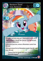 Size: 360x503 | Tagged: safe, enterplay, rainbow dash, absolute discord, g4, my little pony collectible card game, card, ccg, sonic rainboom