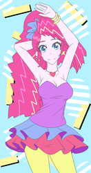 Size: 1271x2402 | Tagged: safe, artist:jonfawkes, pinkie pie, equestria girls, friendship through the ages, g4, my little pony equestria girls: rainbow rocks, armpits, bare shoulders, female, humanized, new wave pinkie, sleeveless, solo, strapless