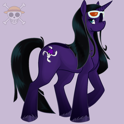 Size: 900x900 | Tagged: safe, artist:puppet-rhymes, pony, nico robin, one piece, ponified, solo, sunglasses