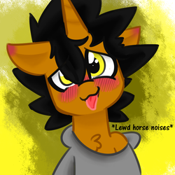 Size: 600x600 | Tagged: safe, artist:star, oc, oc only, oc:star, pony, blushing, male, stallion, tongue out