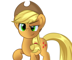 Size: 1800x1500 | Tagged: safe, artist:sykobelle, applejack, earth pony, pony, g4, female, simple background, smug, solo, transparent background