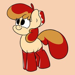 Size: 1280x1280 | Tagged: safe, artist:stunnerpone, oc, oc only, oc:flan pone, food pony, original species, clothes, socks, solo