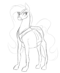Size: 2941x3577 | Tagged: safe, artist:patch, amira, saddle arabian, g4, high res, monochrome, pregnant, sketch, solo