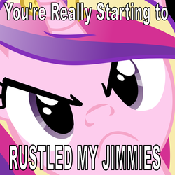 Size: 4800x4800 | Tagged: safe, edit, princess cadance, g4, >:c, absurd resolution, angry, close-up, engrish, face, grammar error, hi anon, image macro, jimmies, looking at you, meme, rustled my jimmies