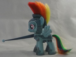 Size: 2809x2129 | Tagged: safe, artist:gryphyn-bloodheart, rainbow dash, g4, armor, brushable, crystal guard armor, customized toy, high res, irl, jousting, jousting outfit, lance, photo, toy