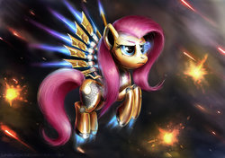 Size: 1280x899 | Tagged: safe, artist:linblack, fluttershy, g4, female, hmd, science fiction, solo