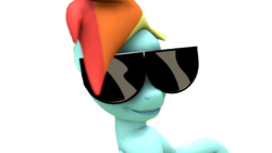 Size: 1280x720 | Tagged: safe, artist:3d thread, artist:creatorofpony, rainbow dash, g4, 3d, 3d model, female, smiling, solo, sunglasses