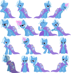 Size: 8000x8223 | Tagged: safe, artist:jeatz-axl, trixie, pony, unicorn, g4, absurd resolution, angry, best pony, brooch, cape, clothes, jewelry, magic, running, simple background, tongue out, transparent background, trixie's brooch, trixie's cape, vector