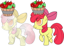 Size: 1880x1367 | Tagged: safe, artist:ideltavelocity, apple bloom, crystal pony, pony, g4, apple, bucket