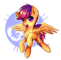 Size: 1347x1335 | Tagged: safe, artist:n0m1, artist:strangiesleepy, scootaloo, pegasus, pony, g4, :p, cute, cutealoo, cutie mark crusaders patch, eye clipping through hair, female, filly, flying, foal, raspberry, signature, simple background, solo, spread wings, tongue out, transparent background, wings