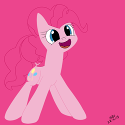 Size: 1024x1024 | Tagged: safe, artist:artponie, pinkie pie, earth pony, pony, g4, cute, diapinkes, open mouth, open smile, pink background, simple background, smiling, solo