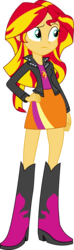 Size: 1578x5355 | Tagged: safe, artist:sorata-daidouji, sunset shimmer, equestria girls, g4, clothes, female, hand on hip, high res, leather jacket, raised eyebrow, simple background, skirt, solo, transparent background, vector