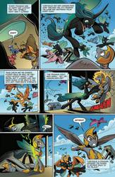 Size: 624x960 | Tagged: safe, artist:andy price, idw, official comic, king orion, queen chrysalis, changeling, changeling queen, pegasus, pony, twinkle eyed pony, fiendship is magic #5, g4, my little pony: fiendship is magic, spoiler:comic, armor, background pony, comic, disguise, disguised changeling, female, flying, holeless, male, mare, preview, royal guard, shapeshifting, speech bubble, stallion, timbucktu, unnamed character, unnamed pony