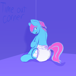 Size: 4000x4000 | Tagged: safe, artist:softandfluffy, oc, oc only, oc:softandfluffy, diaper, non-baby in diaper, poofy diaper, solo, tail tape, time out