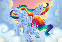 Size: 2200x1500 | Tagged: safe, artist:corelle-vairel, rainbow dash, g4, cloud, cloudy, female, solo