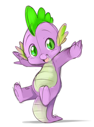 Size: 511x692 | Tagged: safe, artist:ende26, spike, dragon, g4, baby, baby dragon, cute, doodle, male, simple background, solo, spikabetes, tail, tail stand, white background