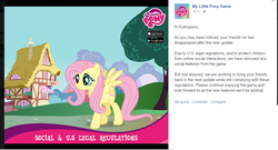Size: 1152x623 | Tagged: safe, gameloft, screencap, fluttershy, pegasus, pony, g4, official, coppa, facebook, female, mare, meta, my little pony logo, text