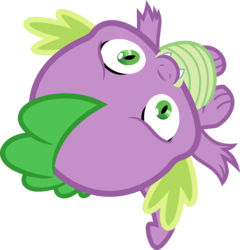 Size: 3401x3540 | Tagged: safe, artist:porygon2z, spike, dragon, g4, spike at your service, high res, male, overhead view, scared, simple background, solo, transparent background, vector